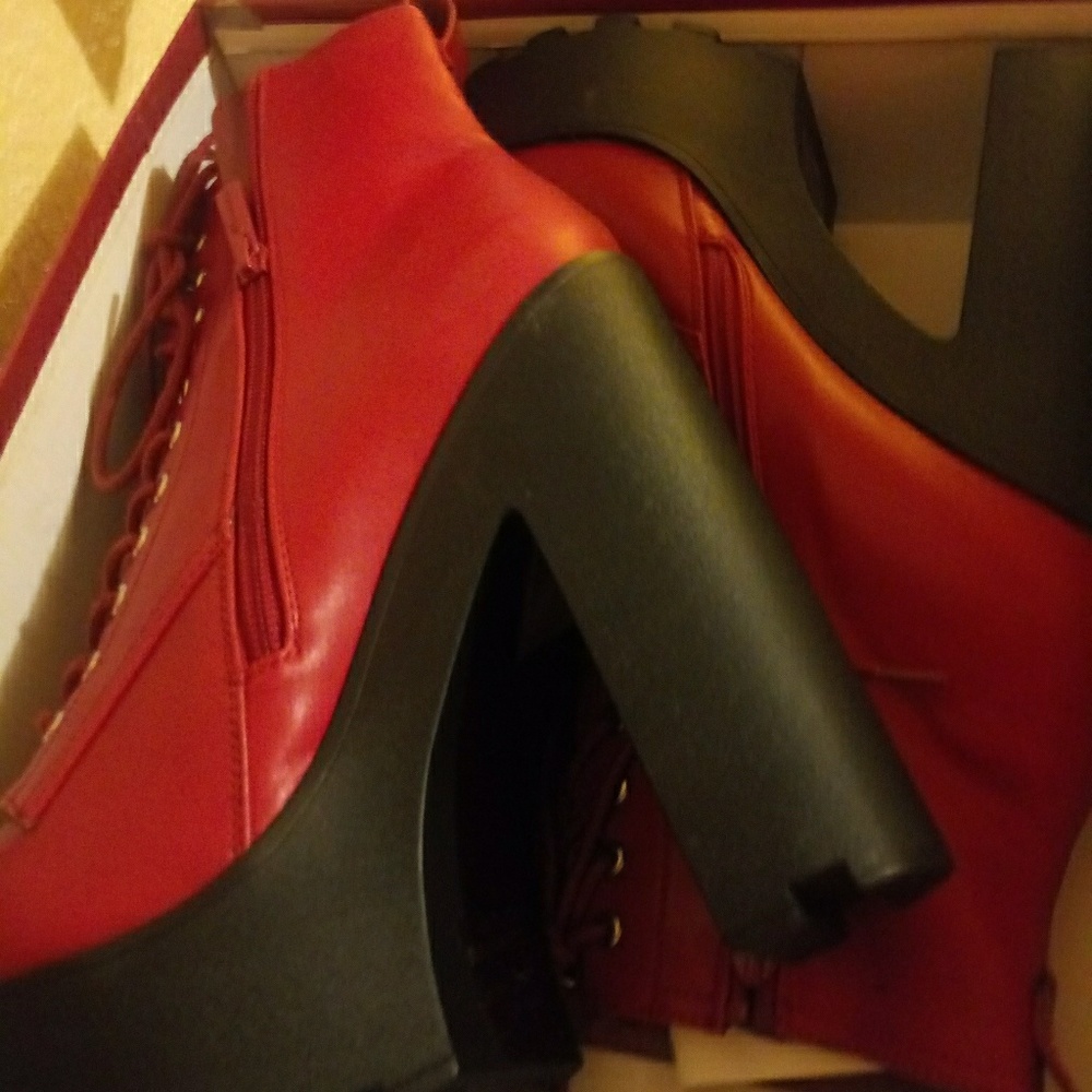 Red high hill shoes